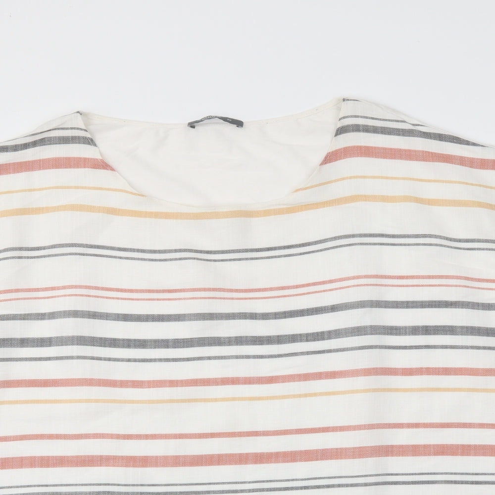 Nutmeg Womens White Striped  Basic Blouse Size 24