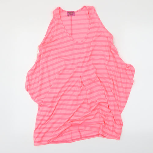 ribbon Womens Pink Striped  Basic Tank Size 8