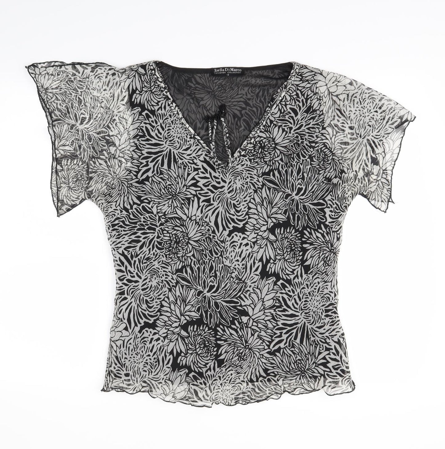 Joella Di Marco Womens Grey Floral  Basic Blouse Size 12