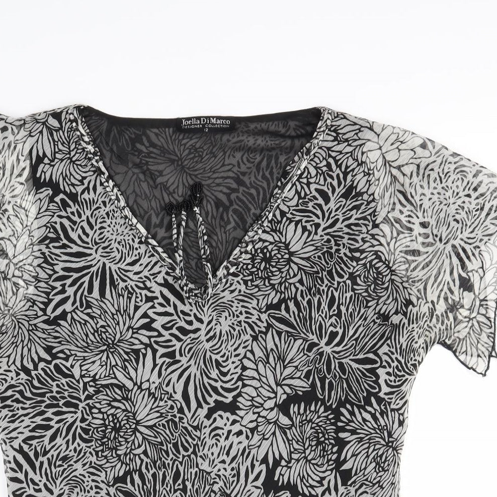 Joella Di Marco Womens Grey Floral  Basic Blouse Size 12