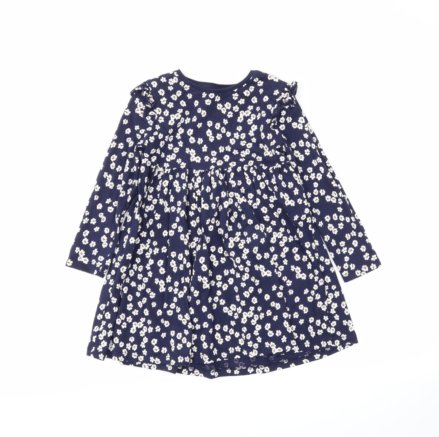 F&F Girls Blue Floral  T-Shirt Dress  Size 4-5 Years