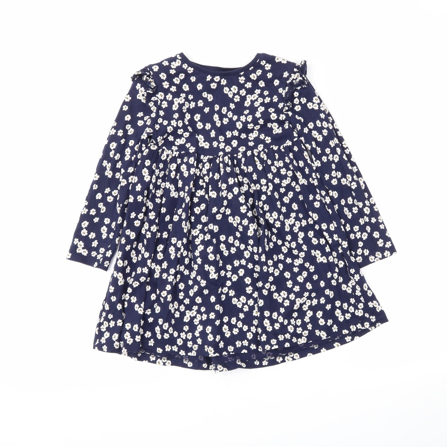 F&F Girls Blue Floral  T-Shirt Dress  Size 4-5 Years