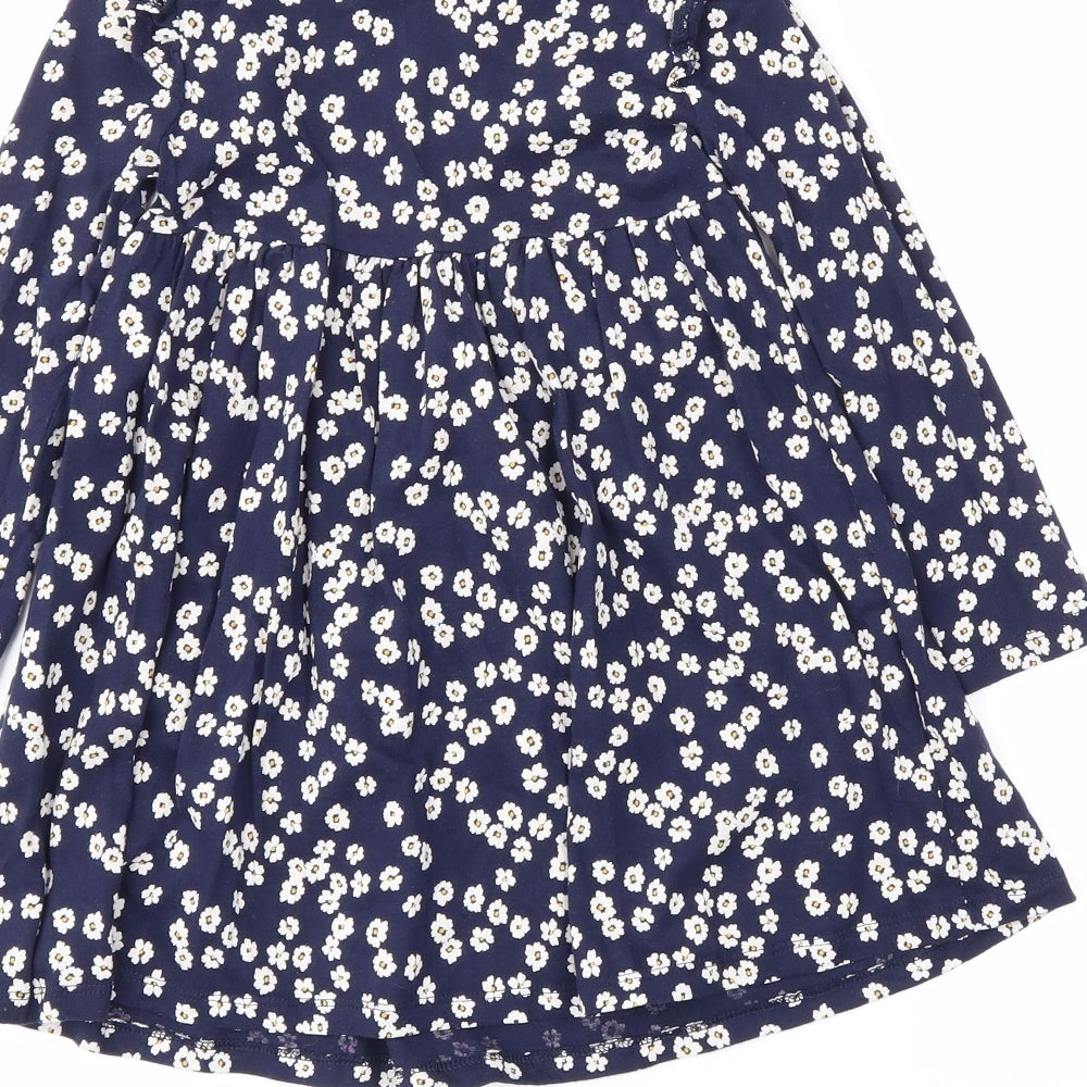 F&F Girls Blue Floral  T-Shirt Dress  Size 4-5 Years
