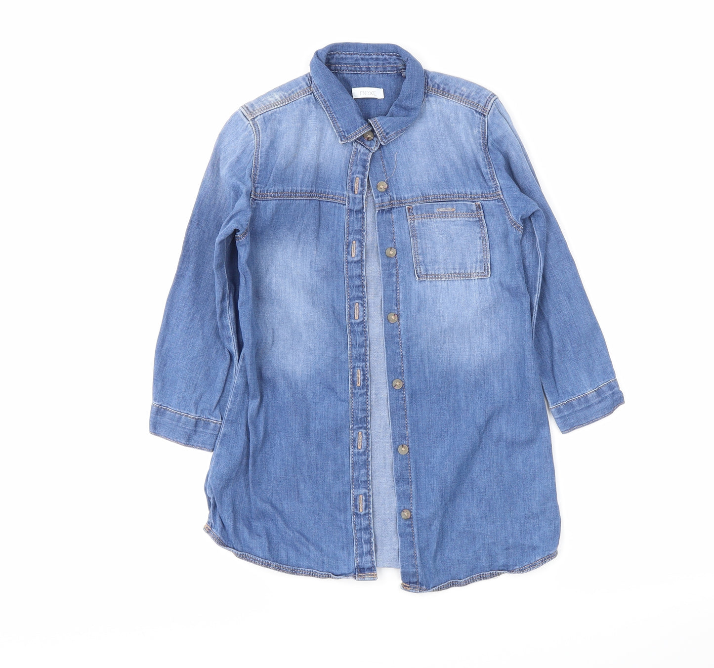 NEXT Girls Blue   Shirt Dress  Size 3-4 Years