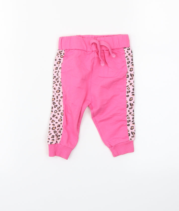 Studio Girls Pink Animal Print  Jogger Trousers Size 3-6 Months
