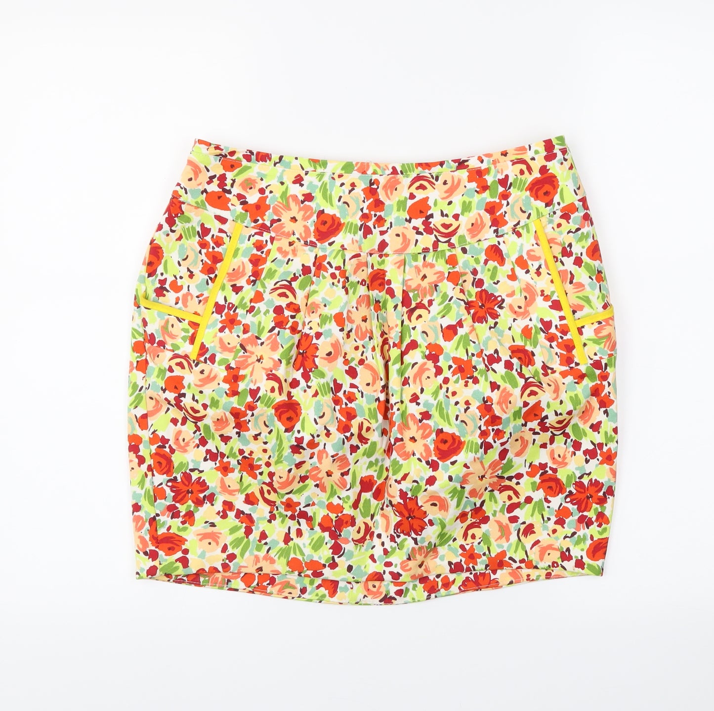 Preworn Womens Yellow Floral  Straight & Pencil Skirt Size 12