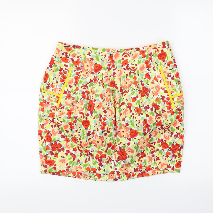 Preworn Womens Yellow Floral  Straight & Pencil Skirt Size 12