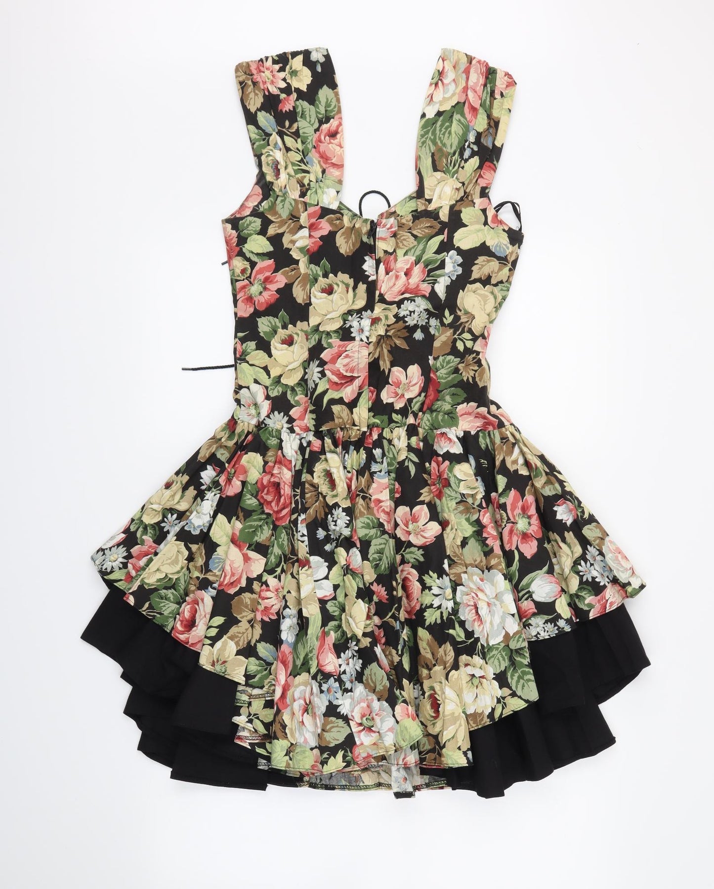Magic Womens Black Floral  Skater Dress  Size 6