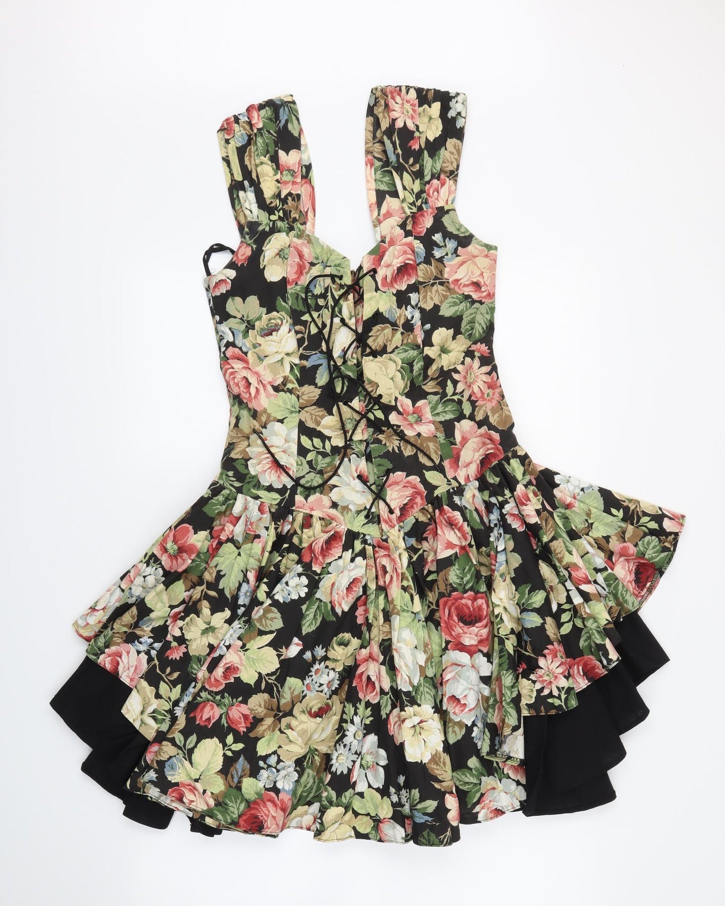 Magic Womens Black Floral  Skater Dress  Size 6