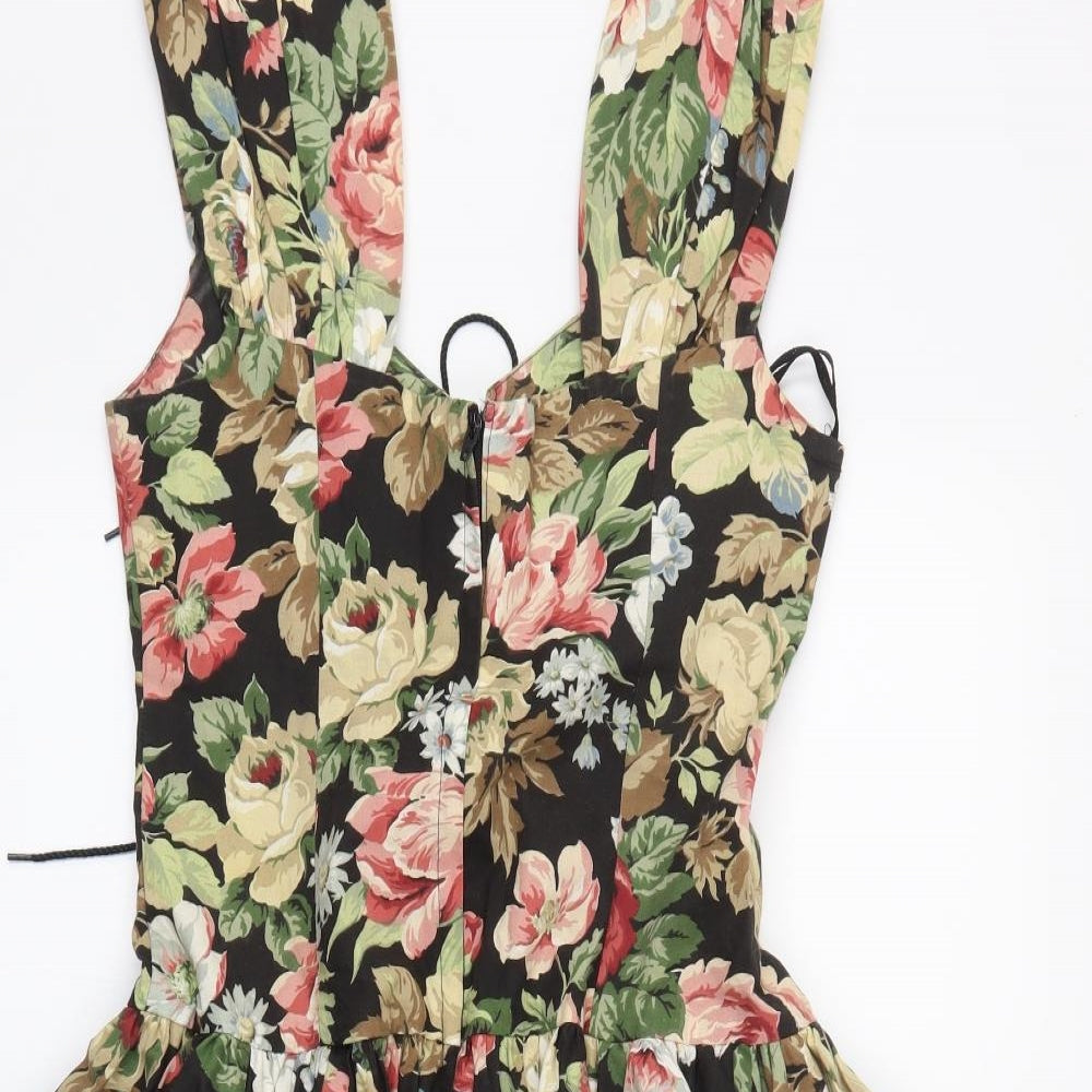 Magic Womens Black Floral  Skater Dress  Size 6