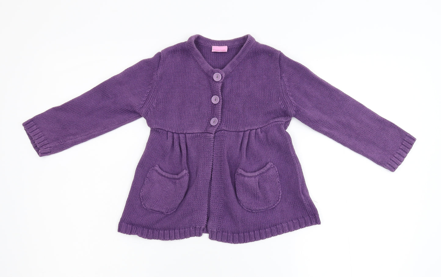 Cherokee Girls Purple  Knit Cardigan Jumper Size 3-4 Years  - Petticoat