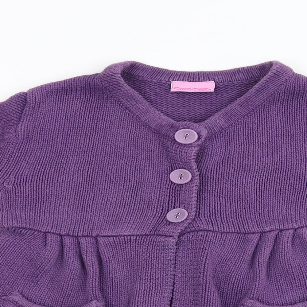 Cherokee Girls Purple  Knit Cardigan Jumper Size 3-4 Years  - Petticoat