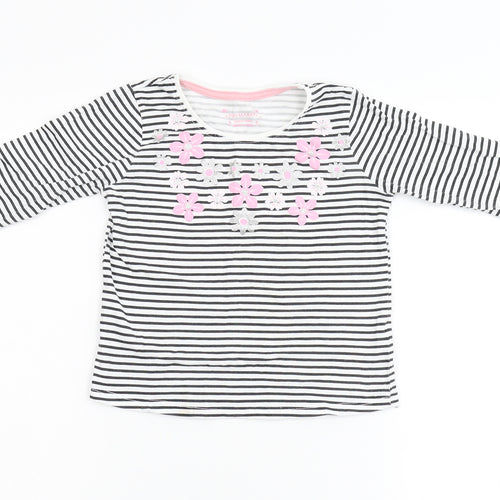 Primark Girls Multicoloured Striped Flannel Ringer T-Shirt Size 3-4 Years