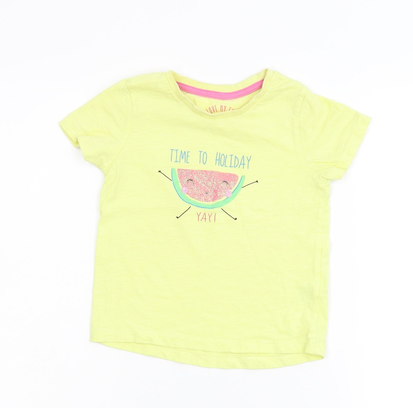 Matalan Girls Yellow  Flannel Basic T-Shirt Size 3-4 Years