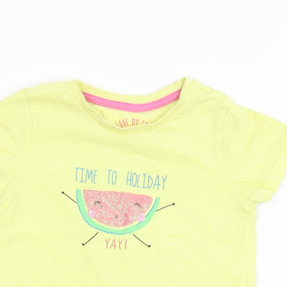 Matalan Girls Yellow  Flannel Basic T-Shirt Size 3-4 Years