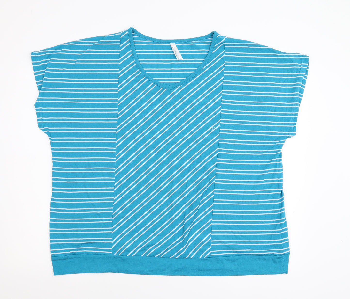 BM Womens Blue Striped Jersey Basic T-Shirt Size 24
