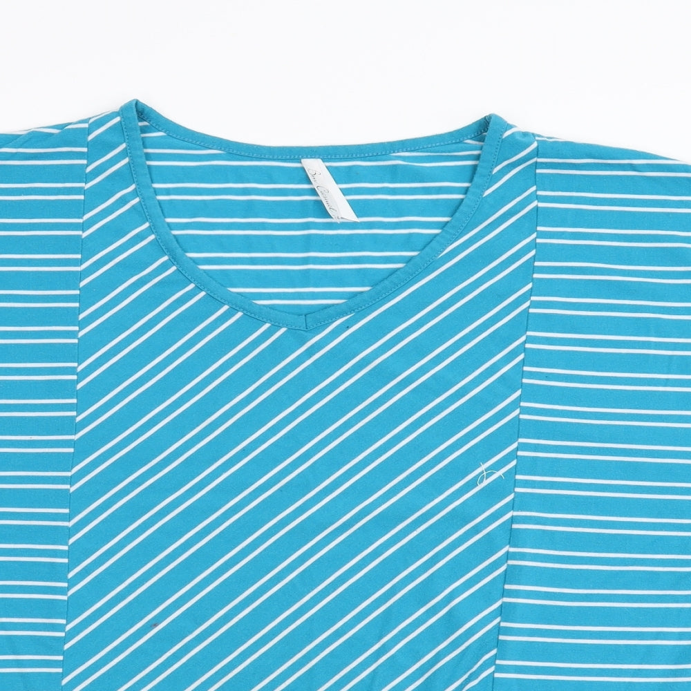 BM Womens Blue Striped Jersey Basic T-Shirt Size 24
