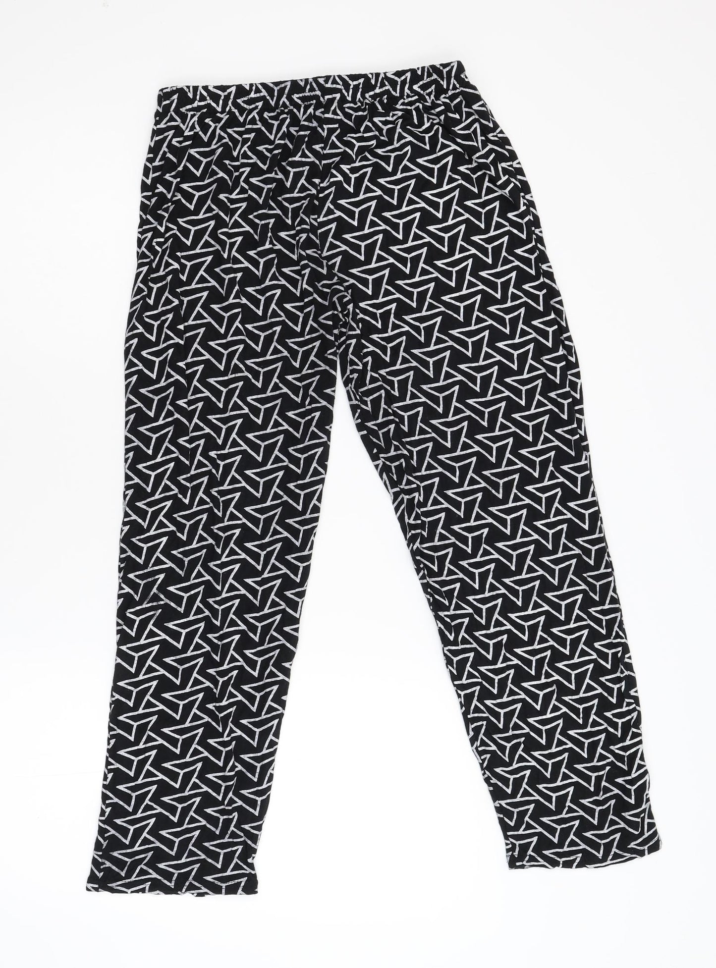 Preworn Boys Black Geometric Flannel  Pyjama Pants Size L