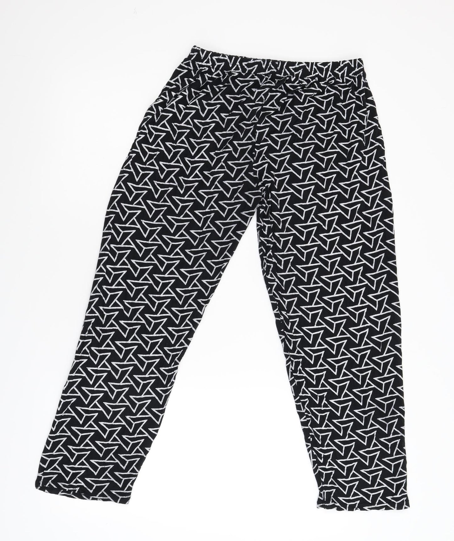 Preworn Boys Black Geometric Flannel  Pyjama Pants Size L