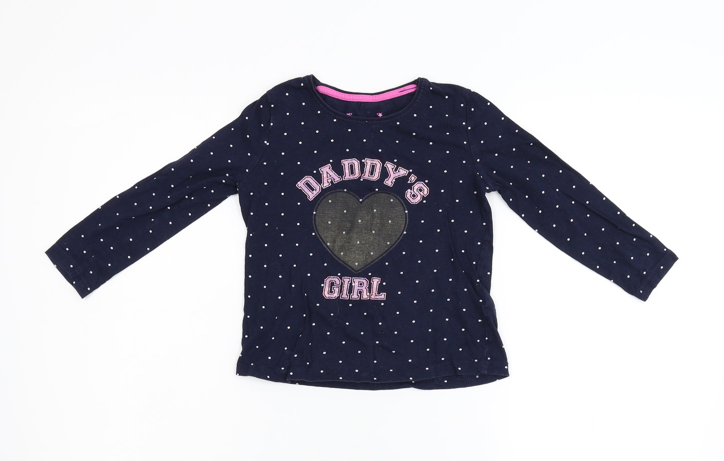 Primark Girls Blue  Flannel Basic T-Shirt Size 3-4 Years  - Daddy's Girl