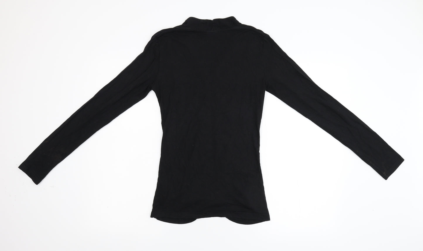 Papillon Womens Black  Fleece Basic T-Shirt Size 10