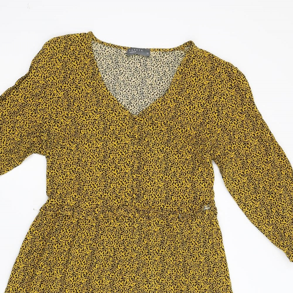 Matalan Womens Yellow Animal Print  Slip Dress  Size 12