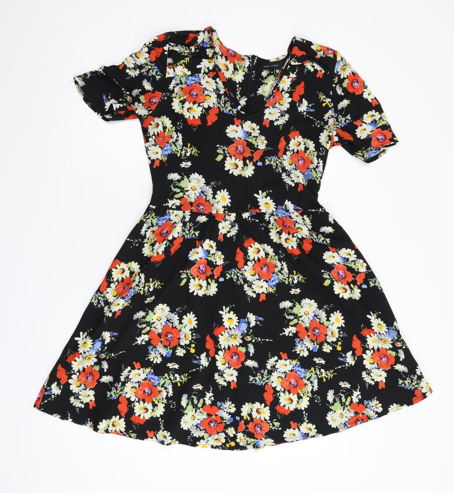 New Look Womens Black Floral  Fit & Flare  Size 10