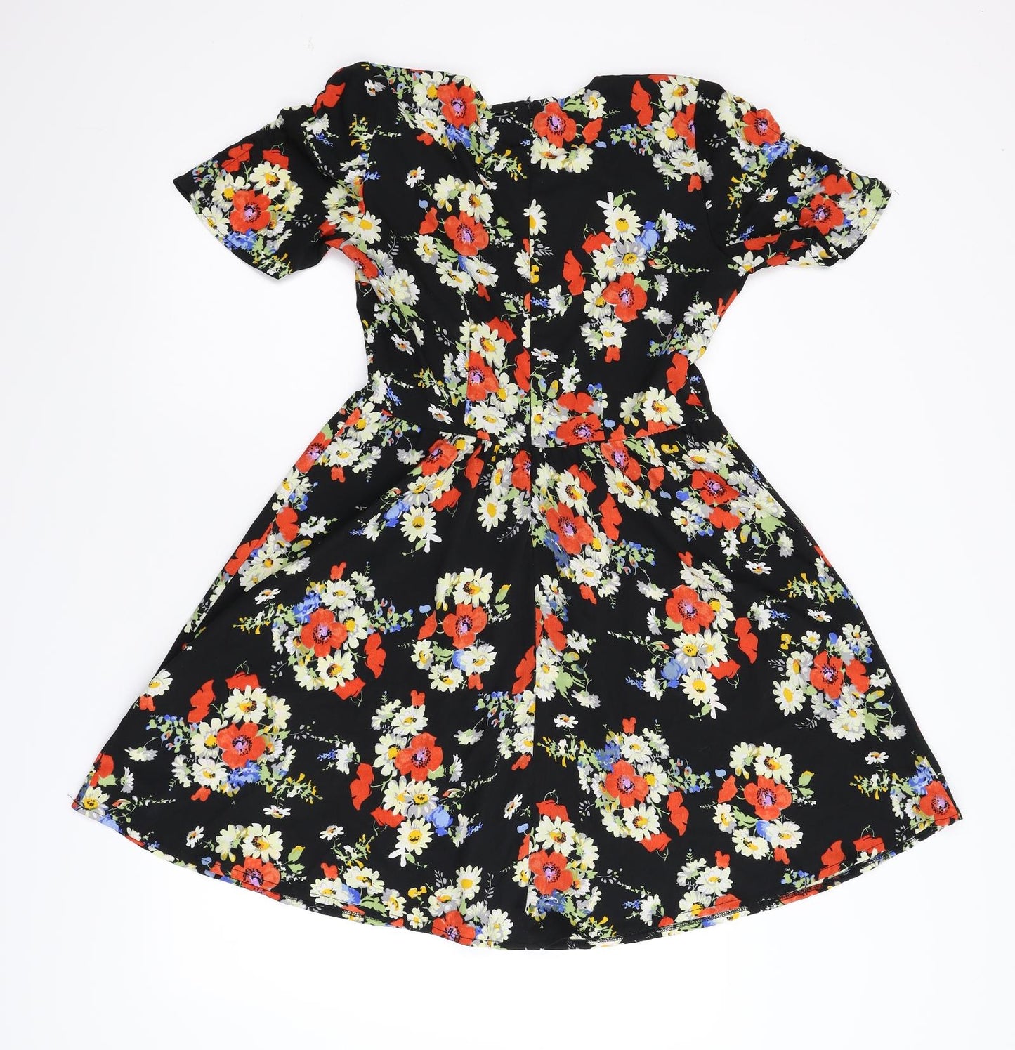 New Look Womens Black Floral  Fit & Flare  Size 10