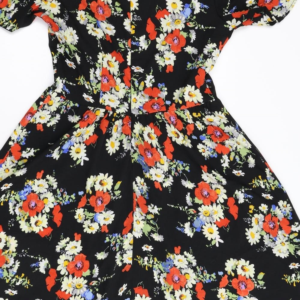 New Look Womens Black Floral  Fit & Flare  Size 10