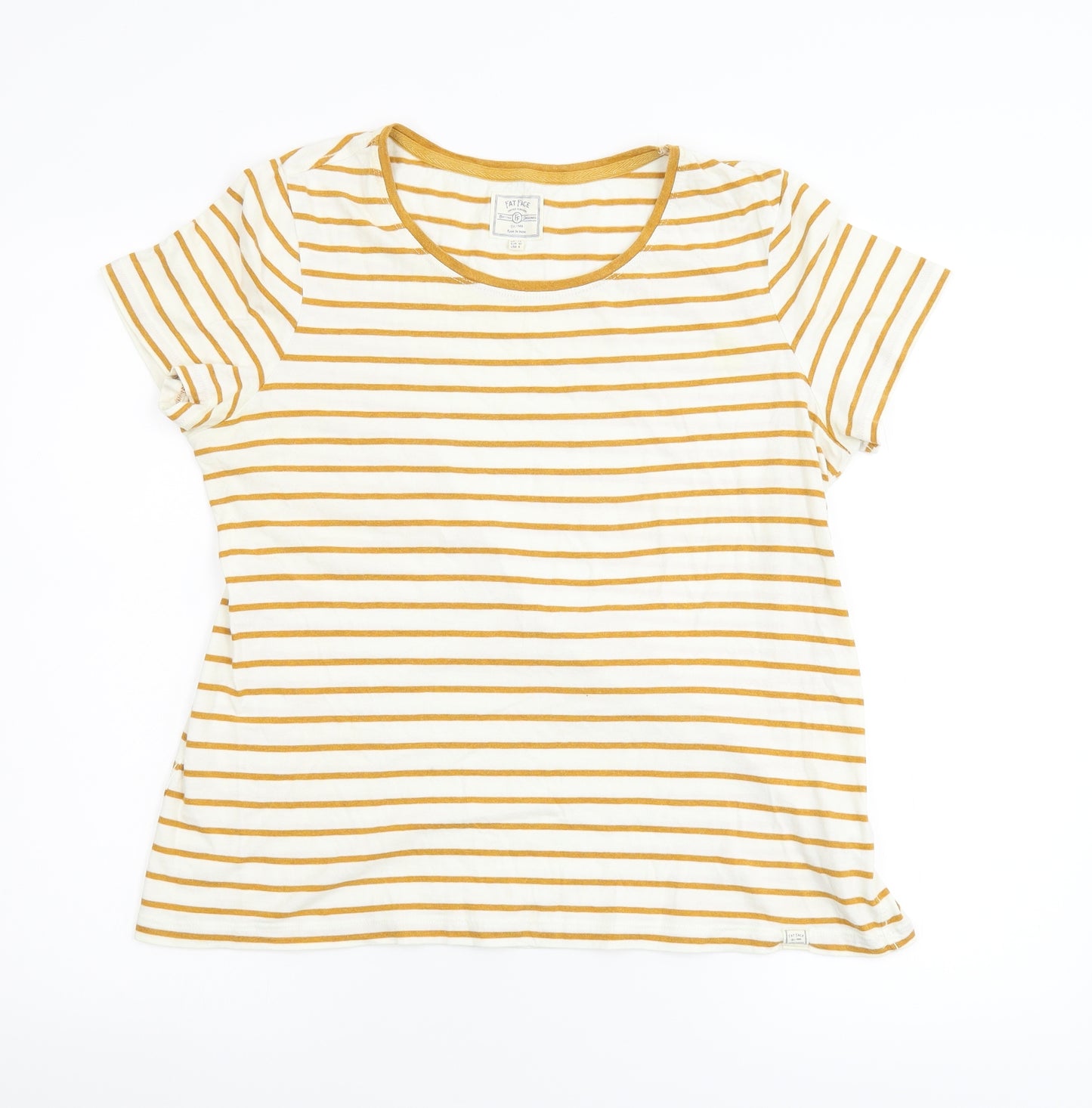 Fat Face Womens Beige Striped Flannel Basic T-Shirt Size 12
