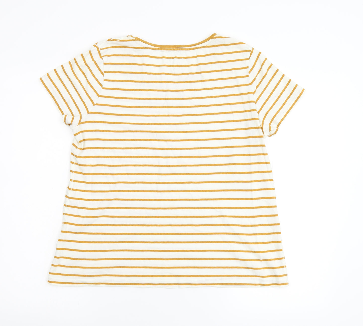 Fat Face Womens Beige Striped Flannel Basic T-Shirt Size 12
