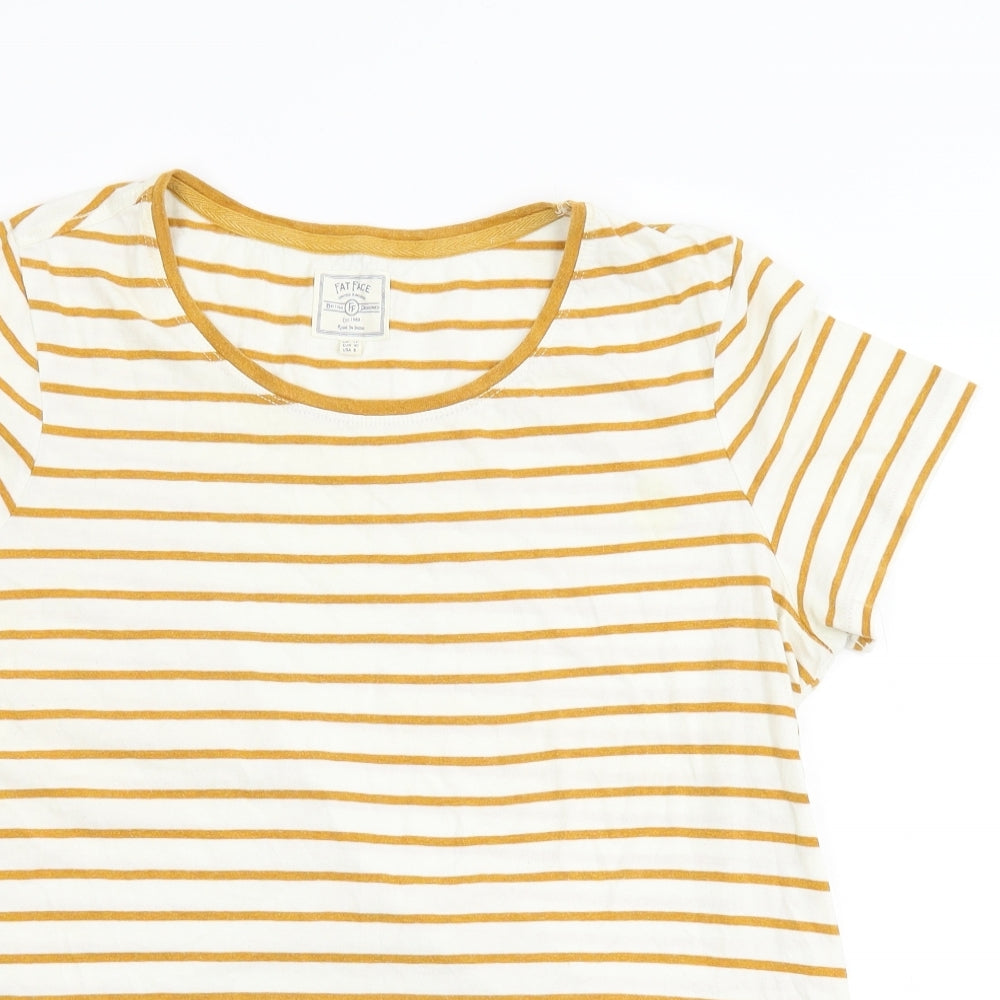 Fat Face Womens Beige Striped Flannel Basic T-Shirt Size 12