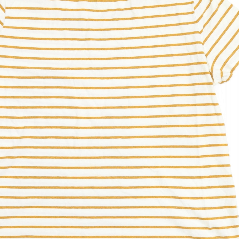 Fat Face Womens Beige Striped Flannel Basic T-Shirt Size 12