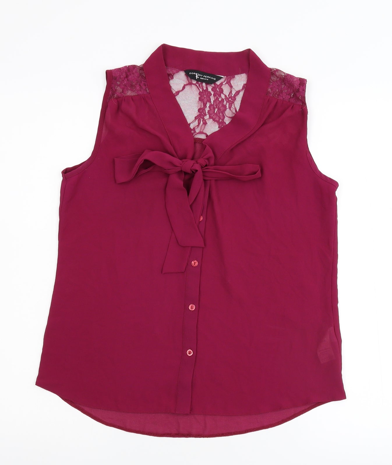 Dorothy Perkins Womens Pink Floral  Basic Tank Size 10  - Pussy Bow