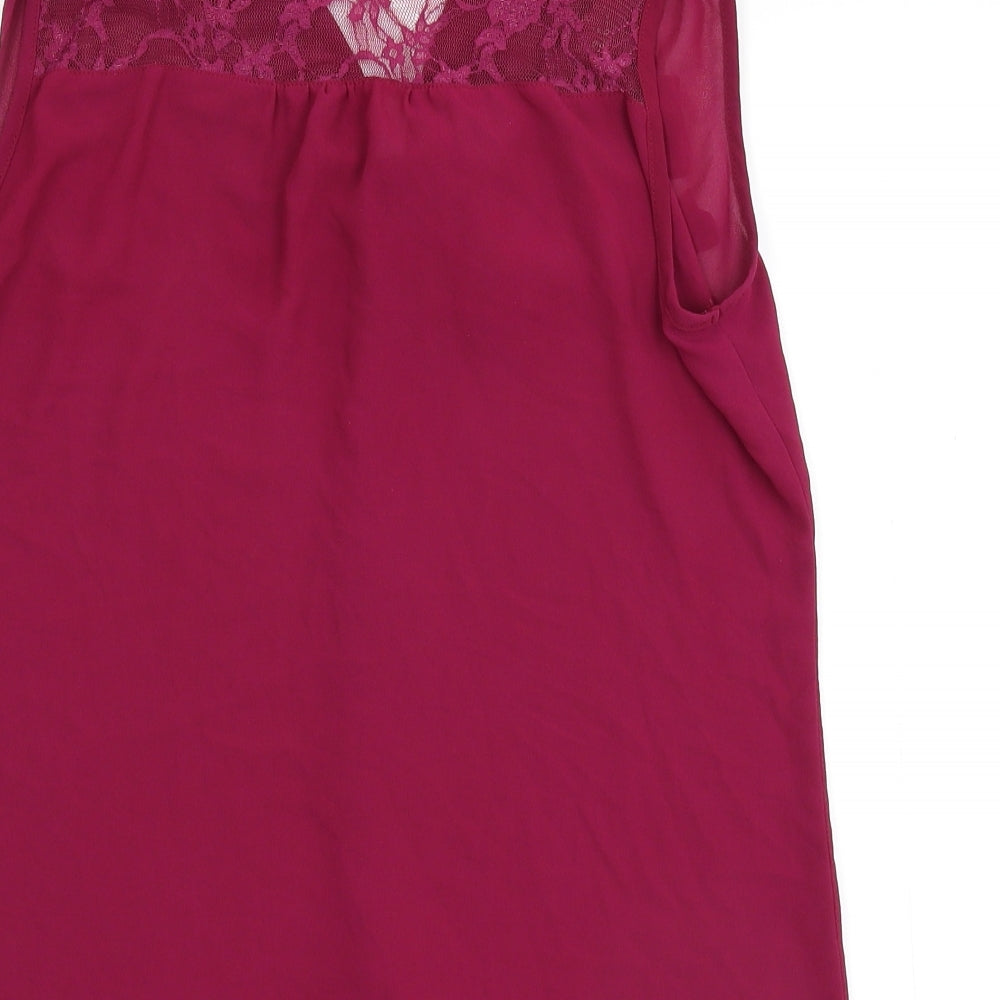 Dorothy Perkins Womens Pink Floral  Basic Tank Size 10  - Pussy Bow