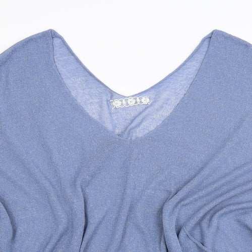 Preworn Womens Blue  Knit Basic Blouse Size L