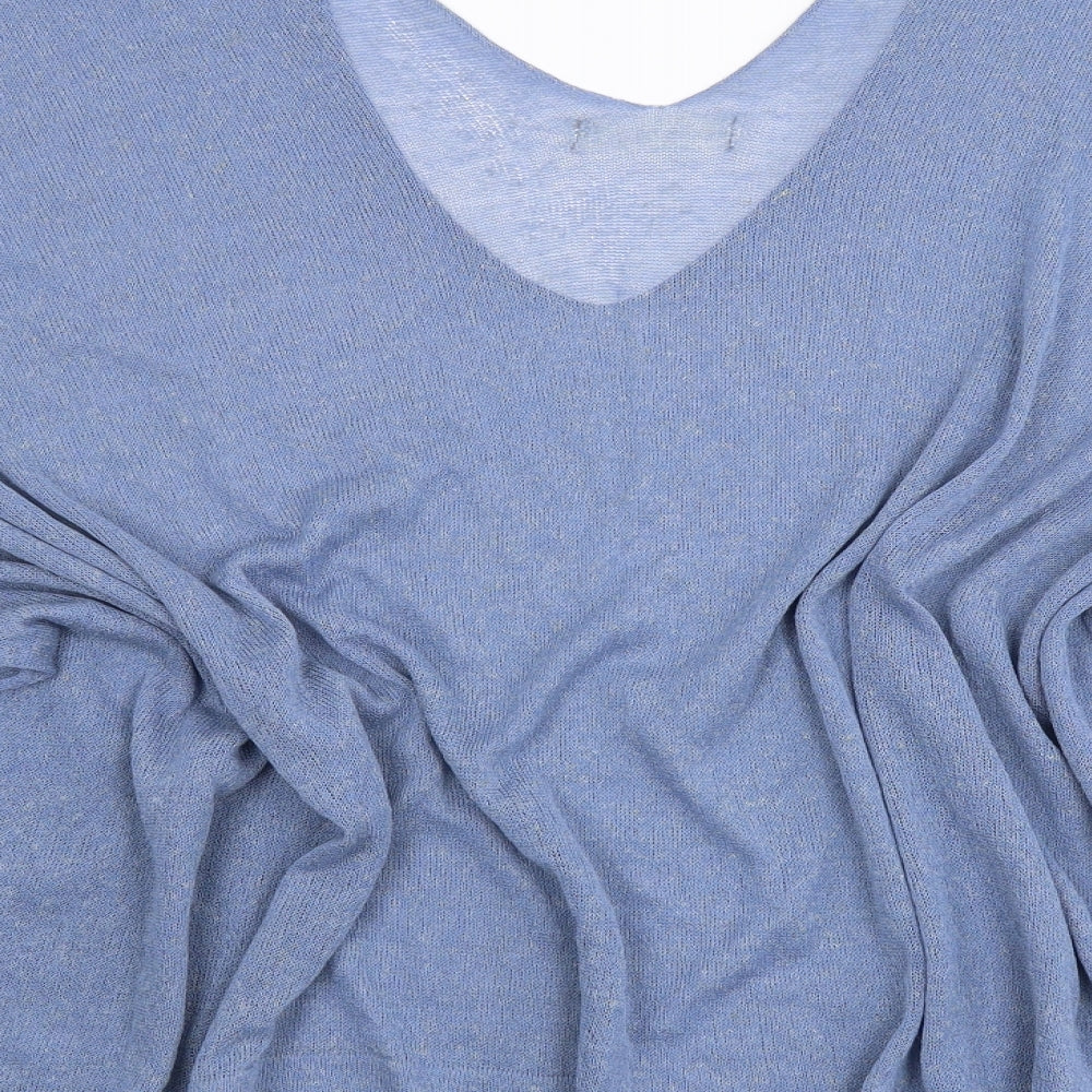 Preworn Womens Blue  Knit Basic Blouse Size L