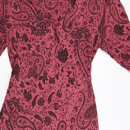 F&F Womens Red Floral  Fit & Flare  Size 14  - Tiered