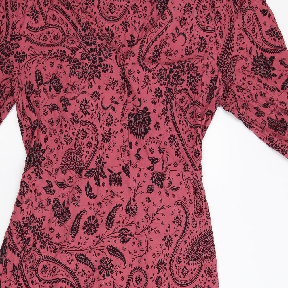 F&F Womens Red Floral  Fit & Flare  Size 14  - Tiered