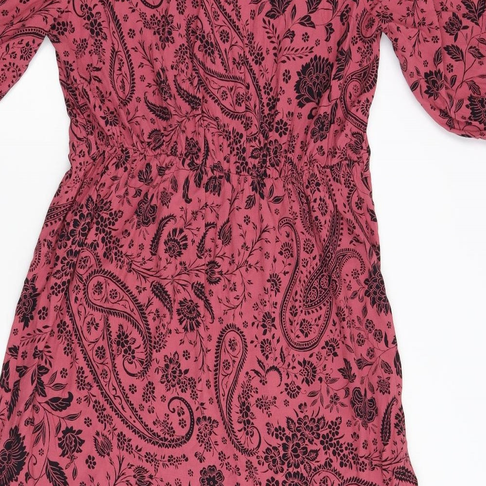 F&F Womens Red Floral  Fit & Flare  Size 14  - Tiered