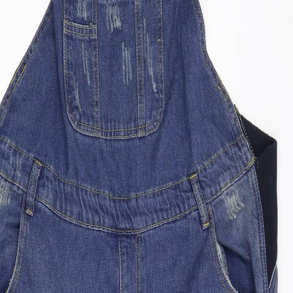 The Rocknrev Womens Blue  Damask Dungaree One-Piece Size 14 L26 in