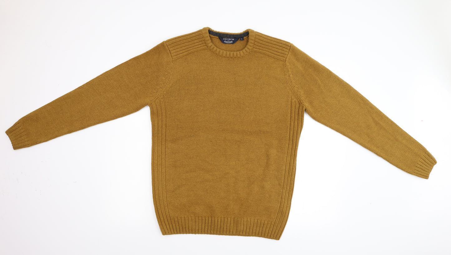Kensington Mens Yellow  Knit Pullover Jumper Size L