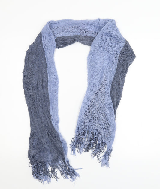 Front view of Preworn unisex blue knit scarf