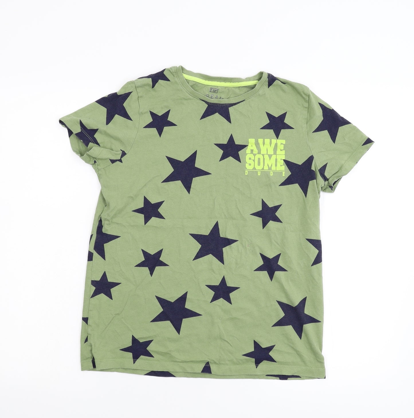 F&F Boys Gold  Flannel Basic T-Shirt Size 13-14 Years  - Awesome Dude