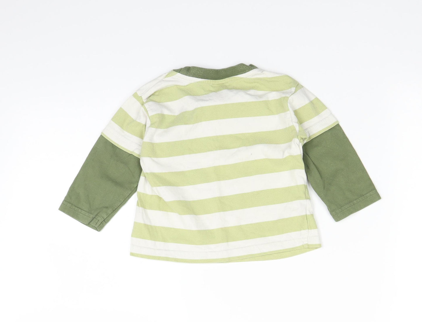 Adams Baby Green Striped  Basic T-Shirt Size 9-12 Months  - grrr