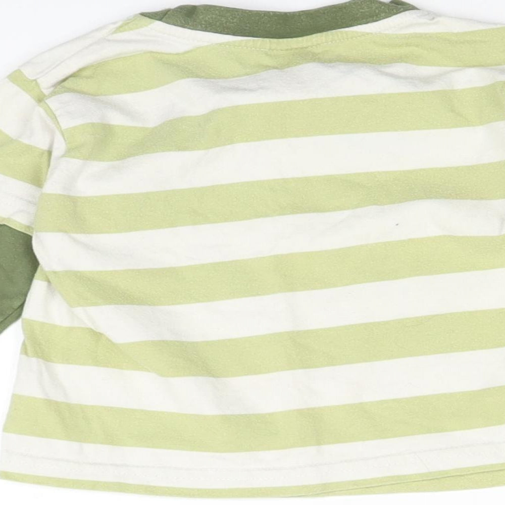 Adams Baby Green Striped  Basic T-Shirt Size 9-12 Months  - grrr