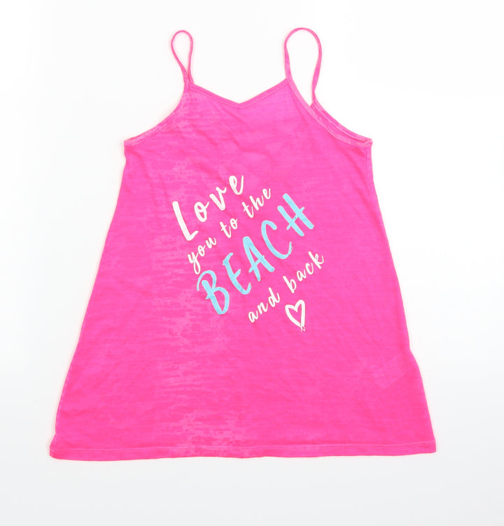 Matalan Girls Pink Basic T-Shirt Size 4 Years - LOVE YOU TO THE BEACH AND BACK