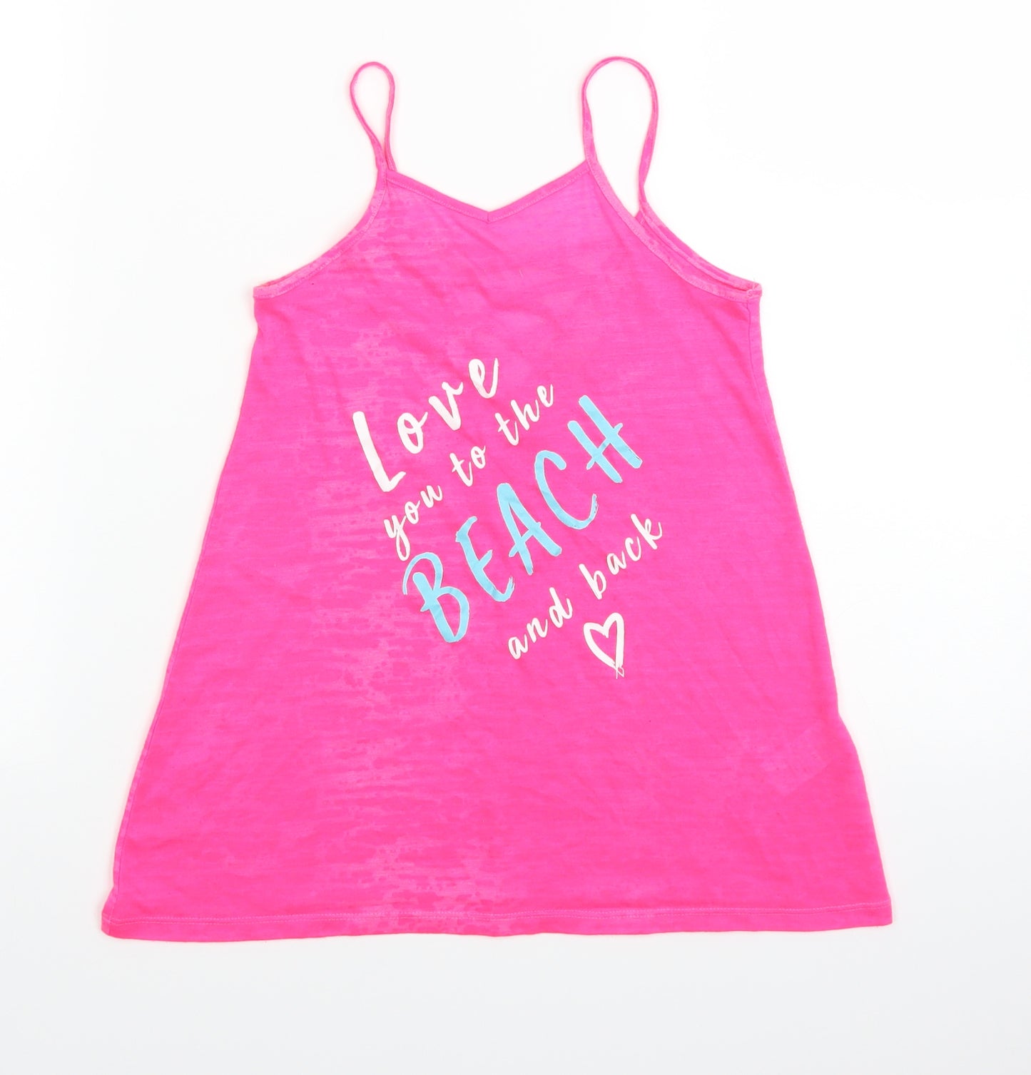 Matalan Girls Pink   Basic T-Shirt Size 4 Years  - LOVE YOU TO THE BEACH AND BACK