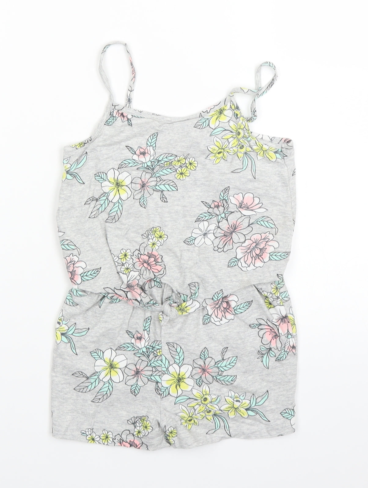 F&F Girls Grey Floral  Playsuit One-Piece Size 4-5 Years