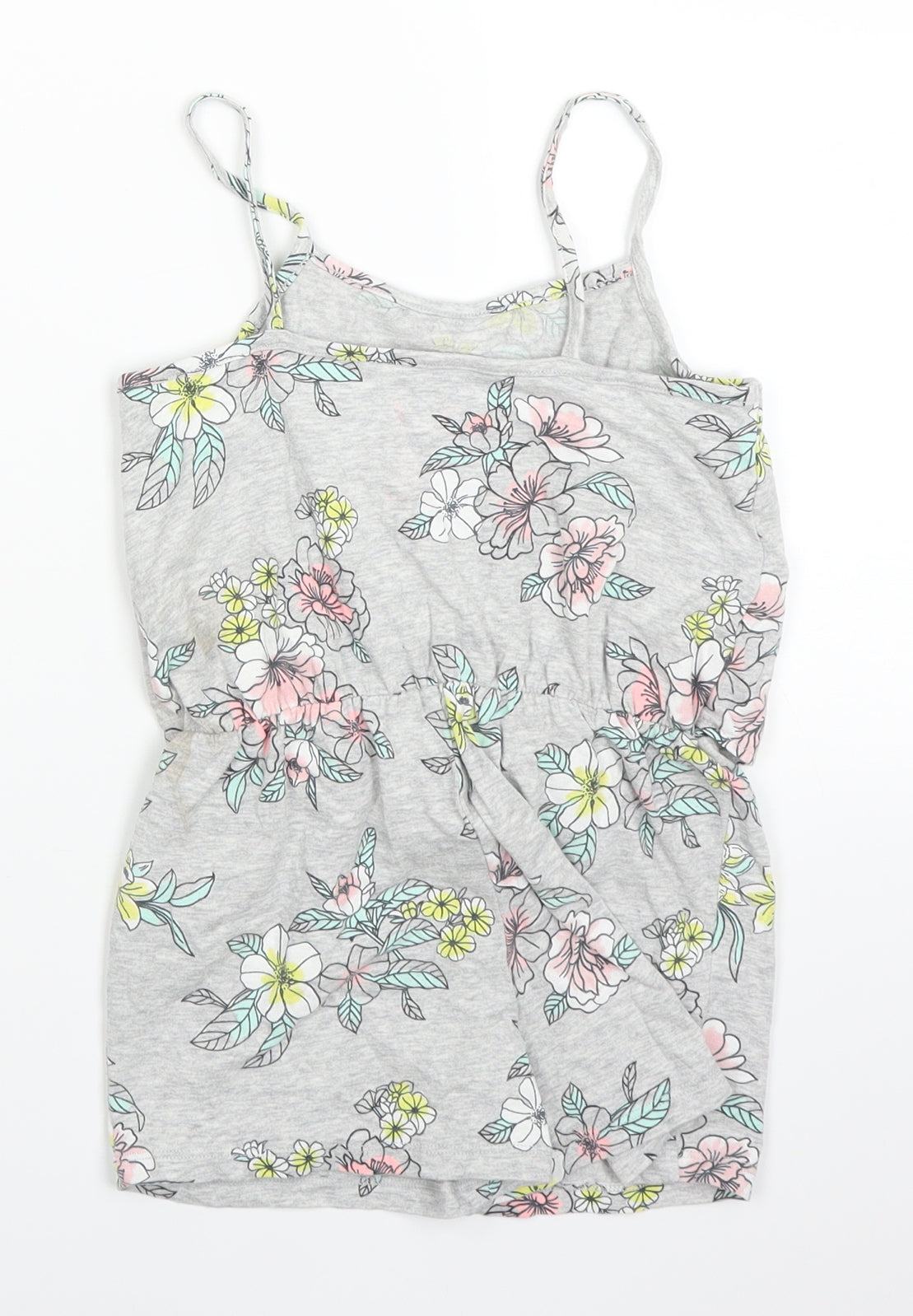 F&F Girls Grey Floral  Playsuit One-Piece Size 4-5 Years